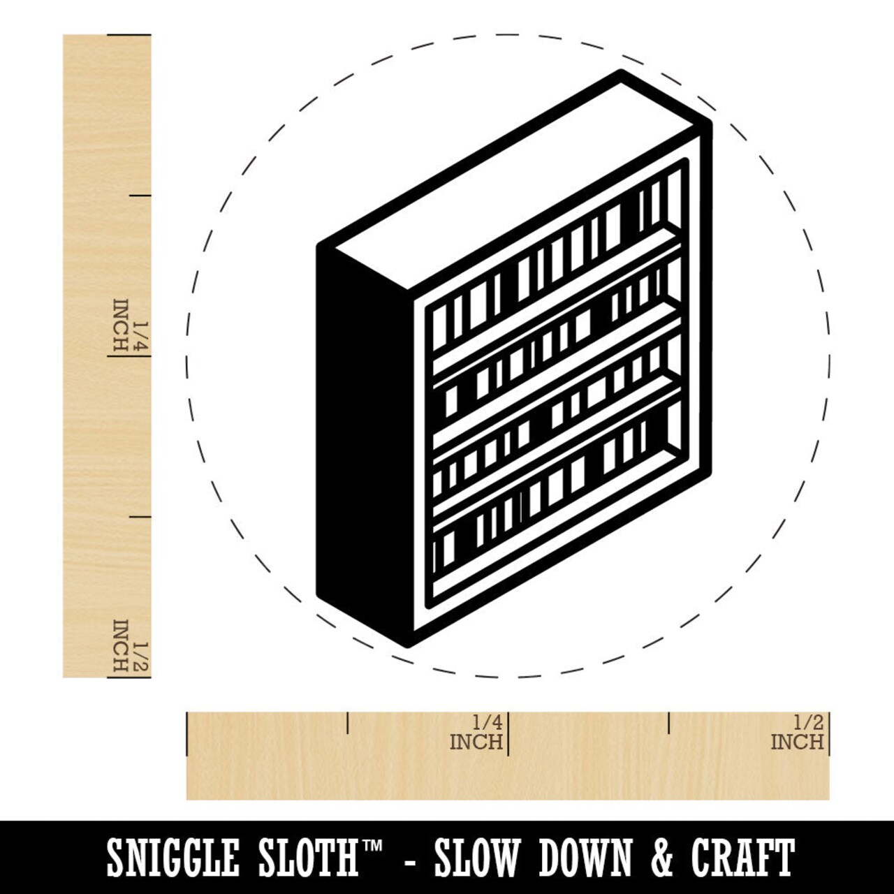 Isometric Book Shelf Storage Furniture Bookshelf Self-Inking Rubber Stamp